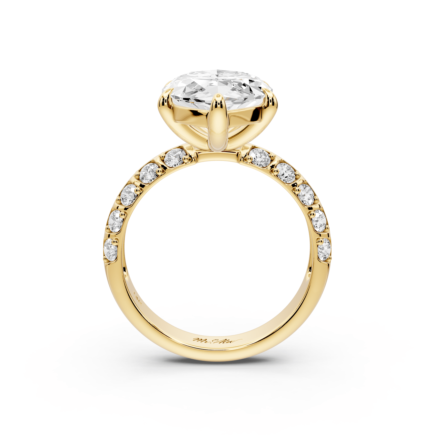 Jessica - 5ct 18k yellow gold Marquise Split-Shank Engagement Ring with Double-Row Shared-Prong Pavé Band - Mr. Alex Jewelry