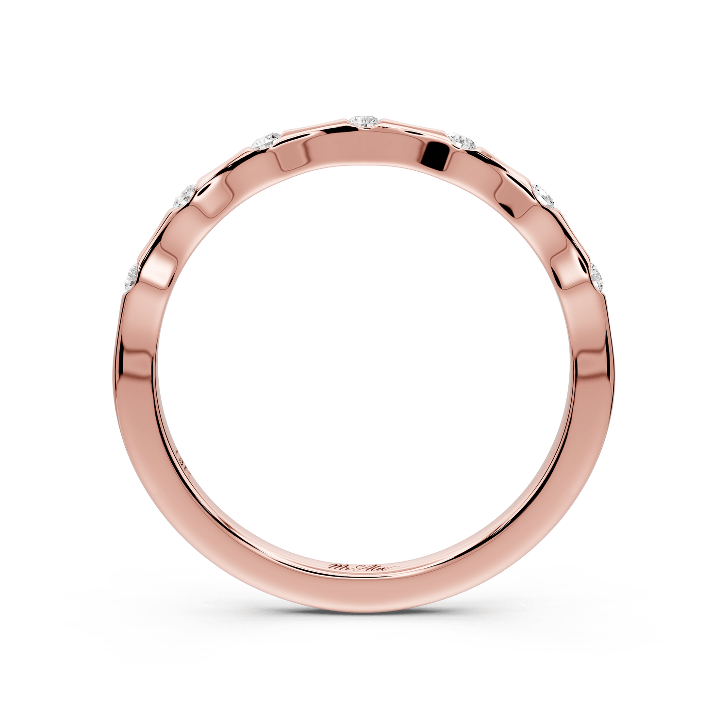Kiara - 0.07ct 14k rose gold Bezel-Set Diamond Station Ring - Mr. Alex Jewelry