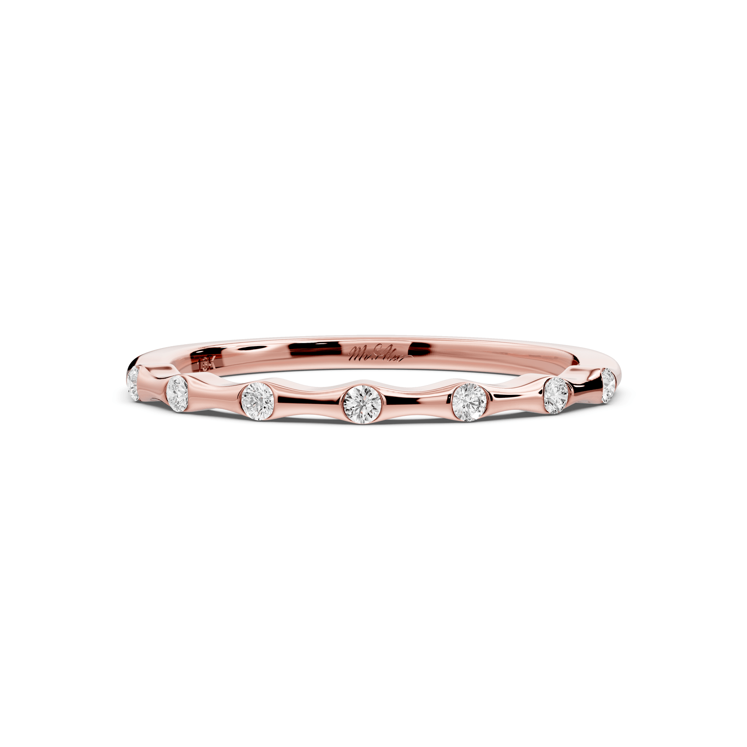 Kiara - 0.07ct 14k rose gold Bezel-Set Diamond Station Ring - Mr. Alex Jewelry