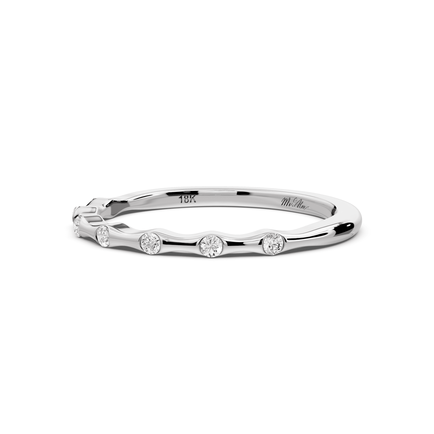 Kiara - 0.07ct 14k white gold Bezel-Set Diamond Station Ring - Mr. Alex Jewelry