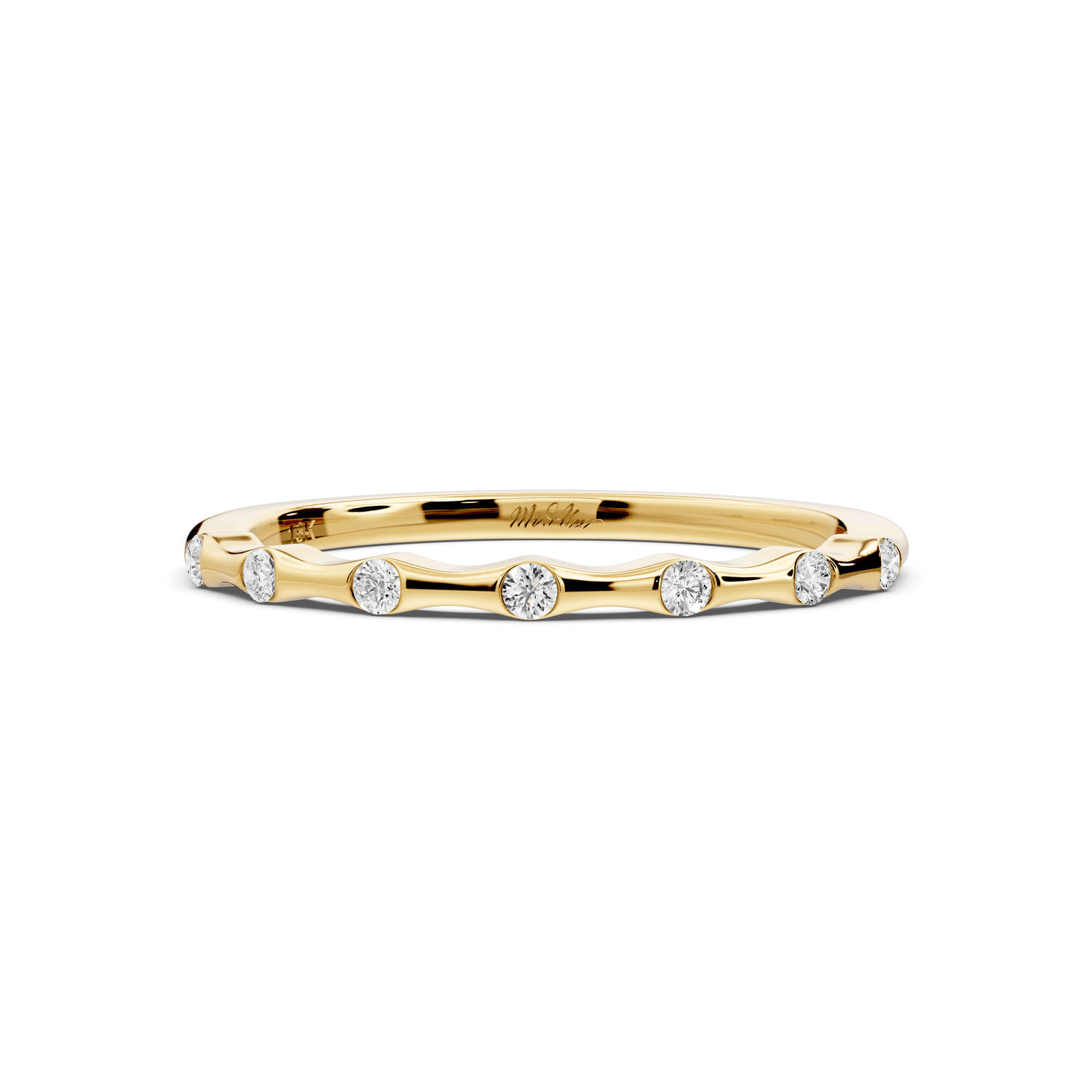 Kiara - 0.07ct 14k yellow gold Bezel-Set Diamond Station Ring - Mr. Alex Jewelry
