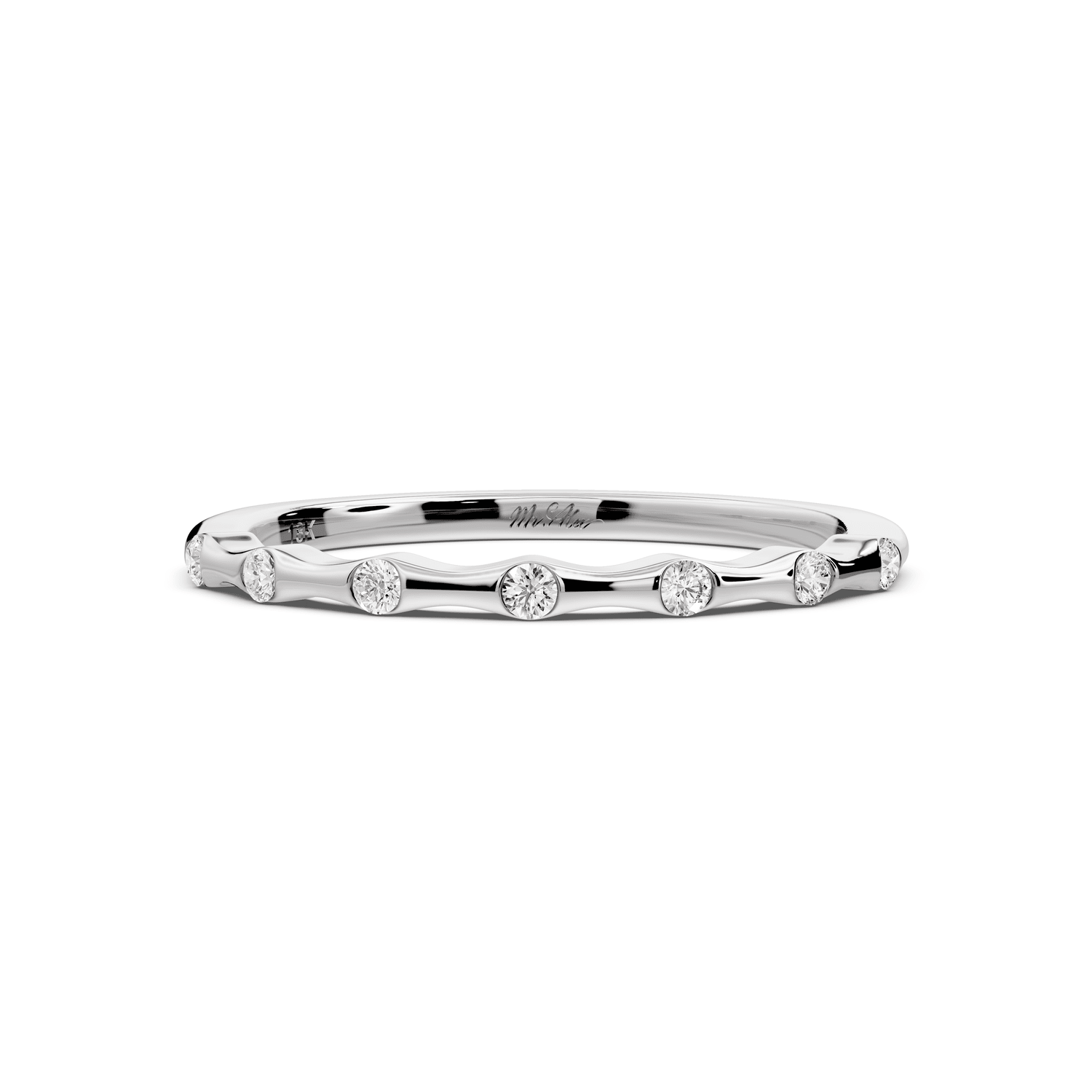 Kiara - 0.07ct 18k white gold Bezel-Set Diamond Station Ring - Mr. Alex Jewelry
