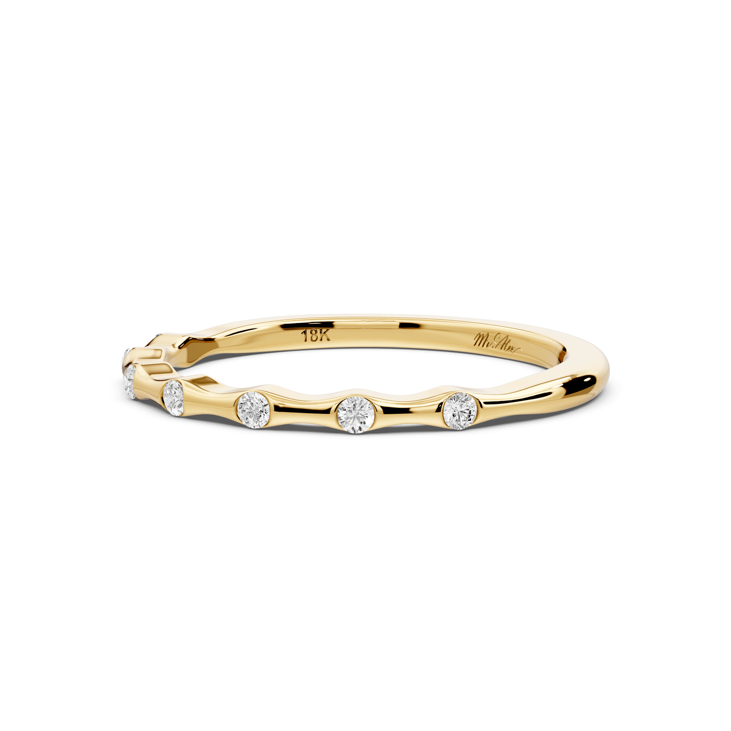 Kiara - 0.07ct 18k yellow gold Bezel-Set Diamond Station Ring - Mr. Alex Jewelry