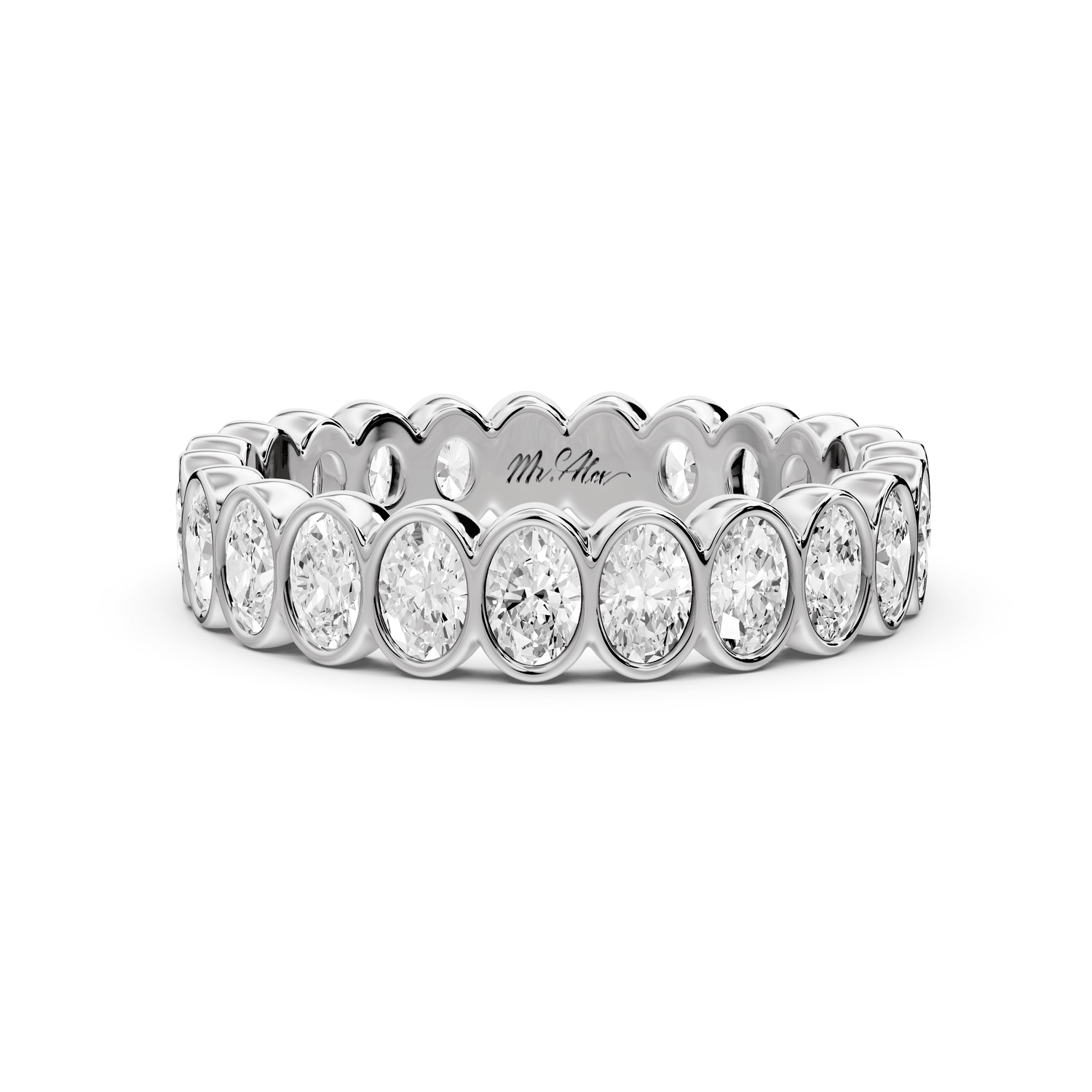 Lian - 1.5ct 18k white gold Oval-Cut Diamond Eternity Band Ring - Mr. Alex Jewelry