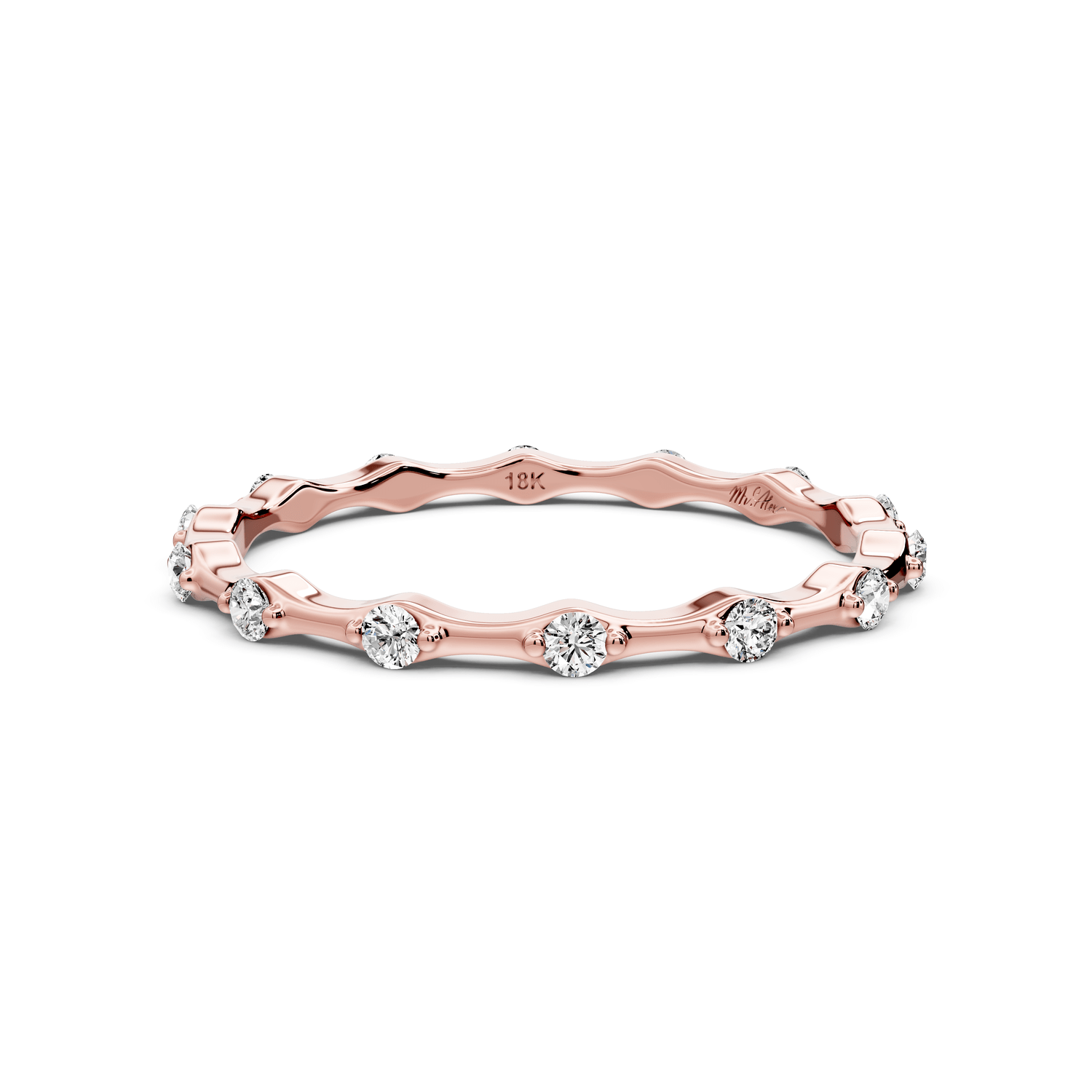 Lila - 0.18ct 14k rose gold Diamond Station Eternity Band Ring - Mr. Alex Jewelry
