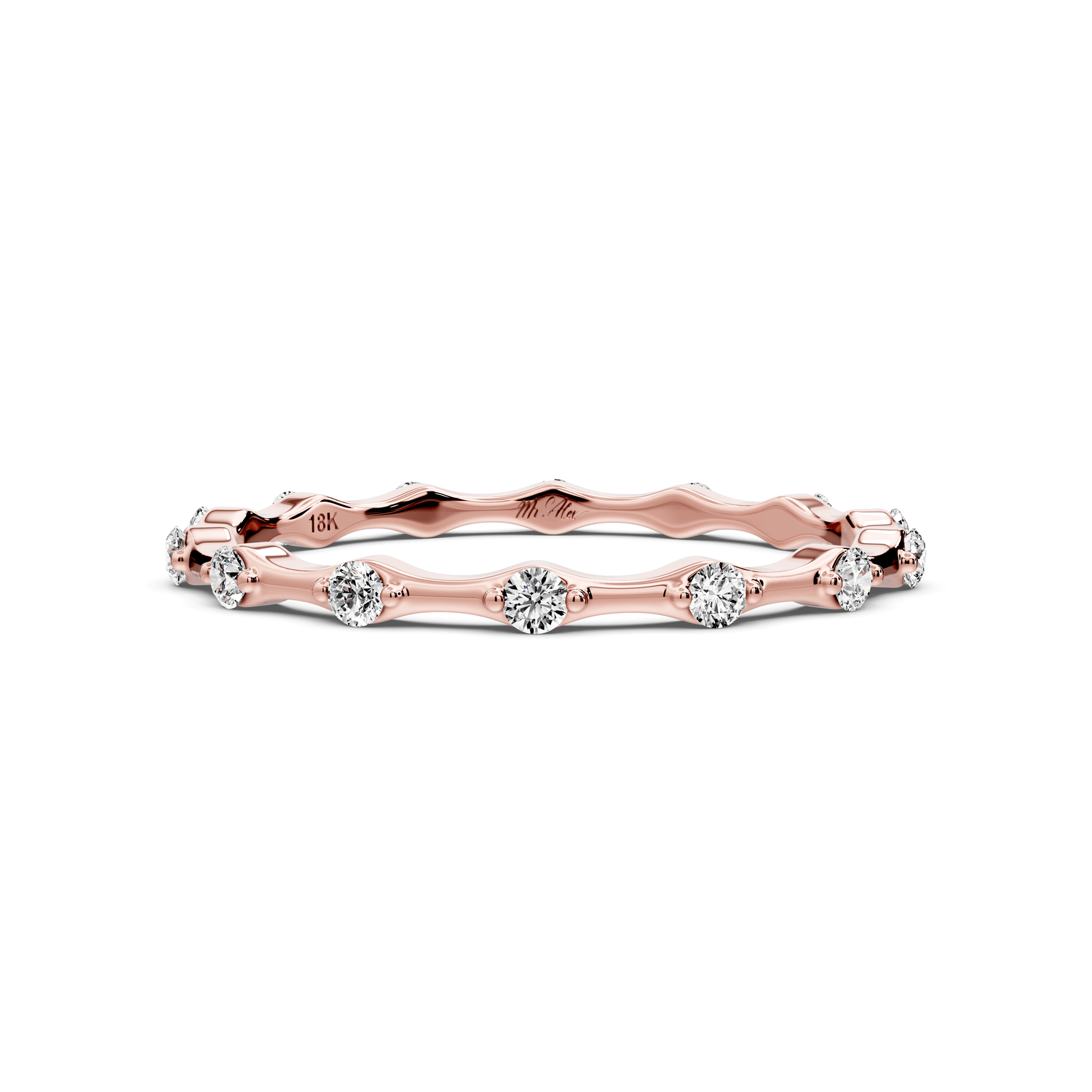 Lila - 0.18ct 14k rose gold Diamond Station Eternity Band Ring - Mr. Alex Jewelry