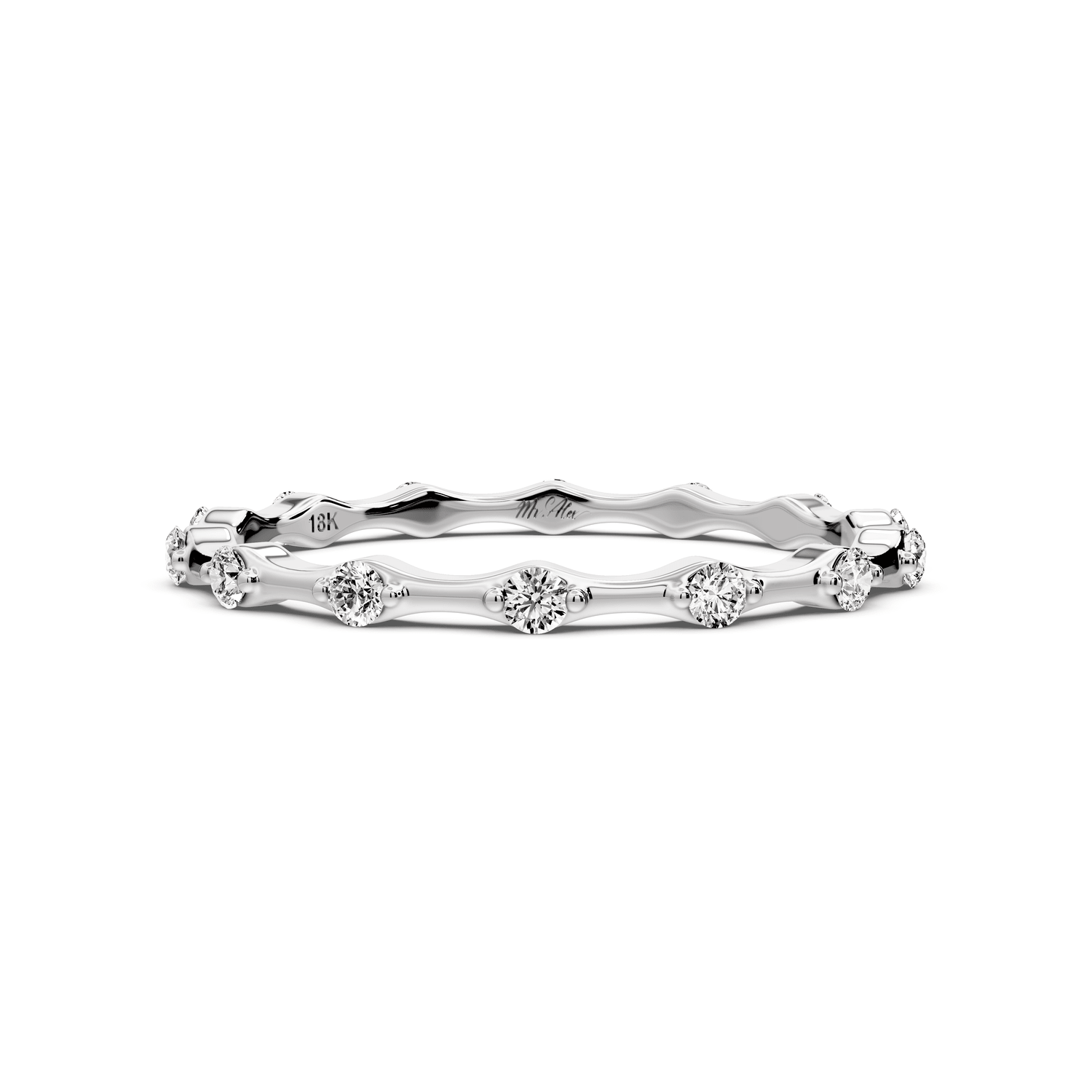 Lila - 0.18ct 14k white gold Diamond Station Eternity Band Ring - Mr. Alex Jewelry
