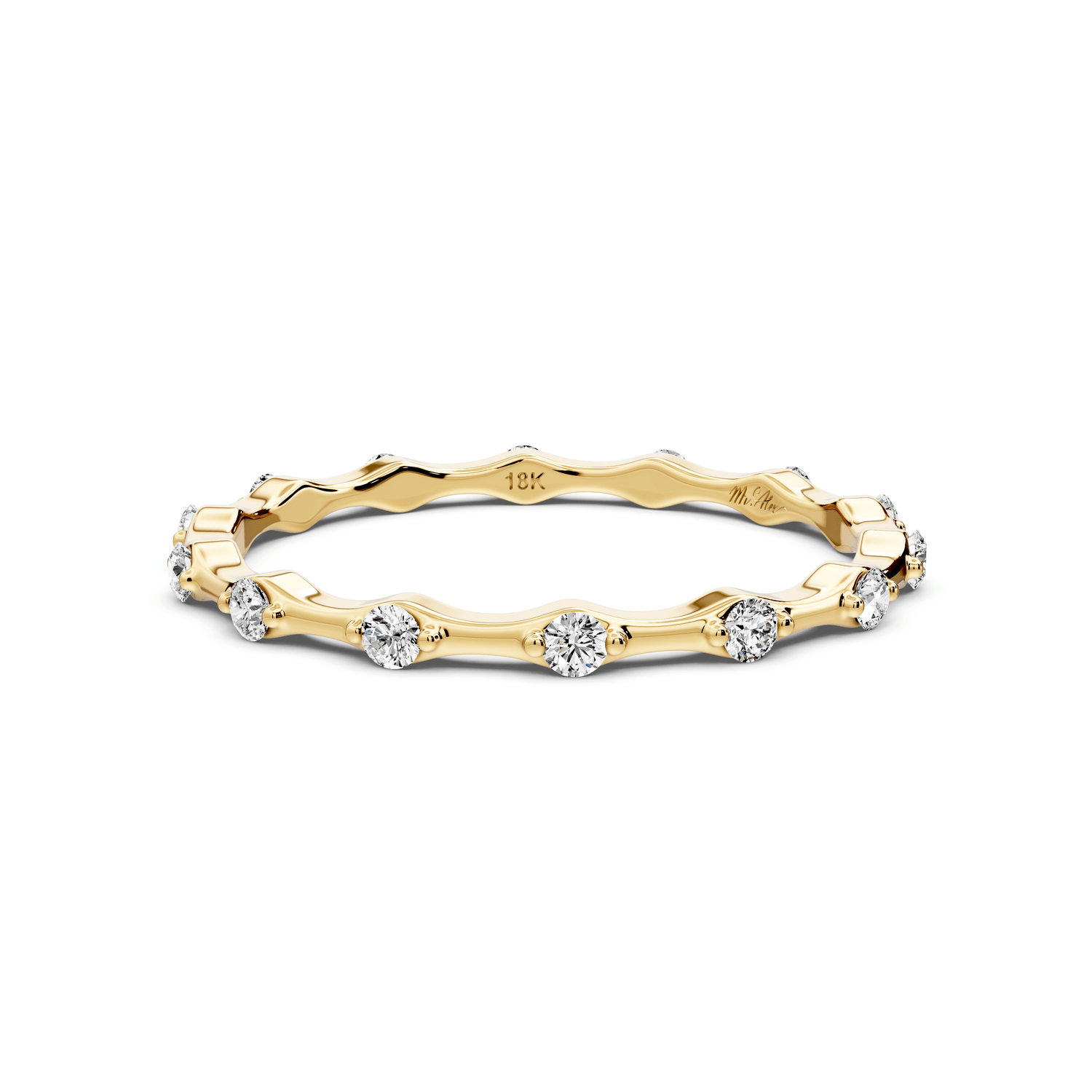 Lila - 0.18ct 14k yellow gold Diamond Station Eternity Band Ring - Mr. Alex Jewelry