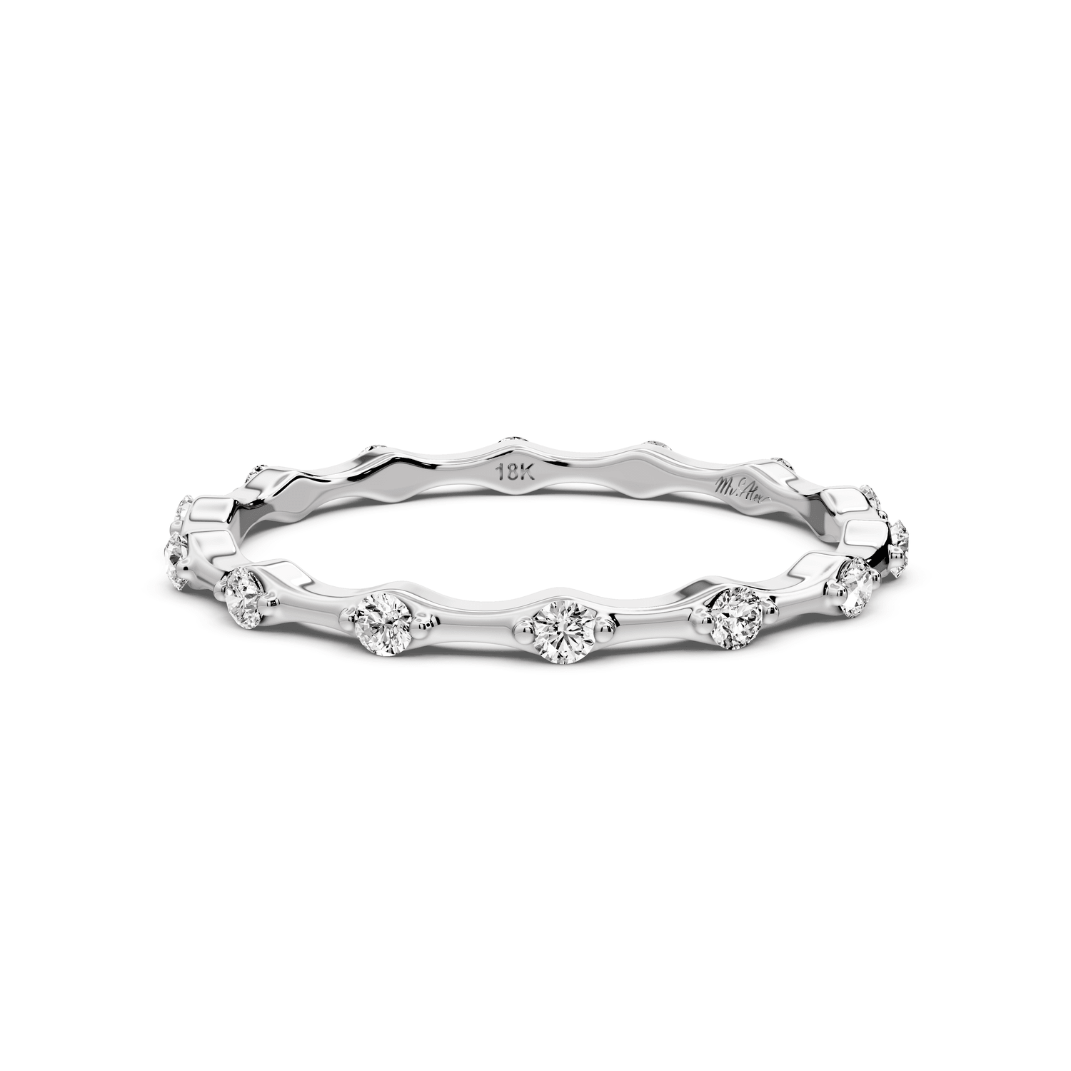 Lila - 0.18ct 18k white gold Diamond Station Eternity Band Ring - Mr. Alex Jewelry