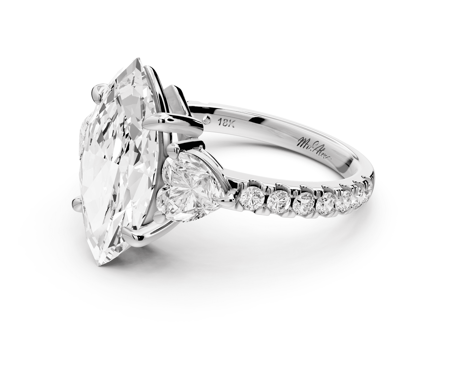 Lily - 3ct Engagement Ring 18k white gold - Mr. Alex Jewelry