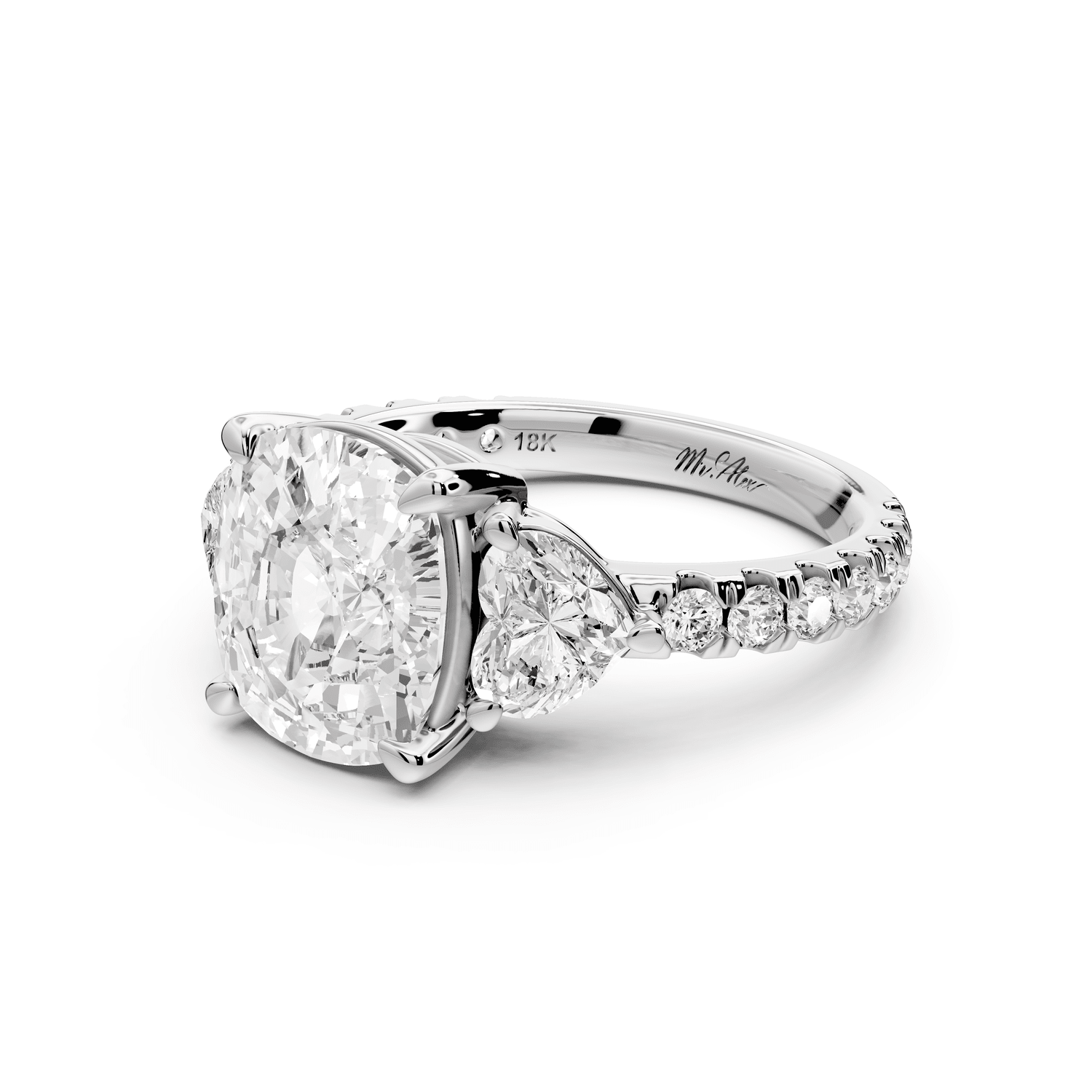 Lily - 4ct Engagement Ring 18k white gold - Mr. Alex Jewelry