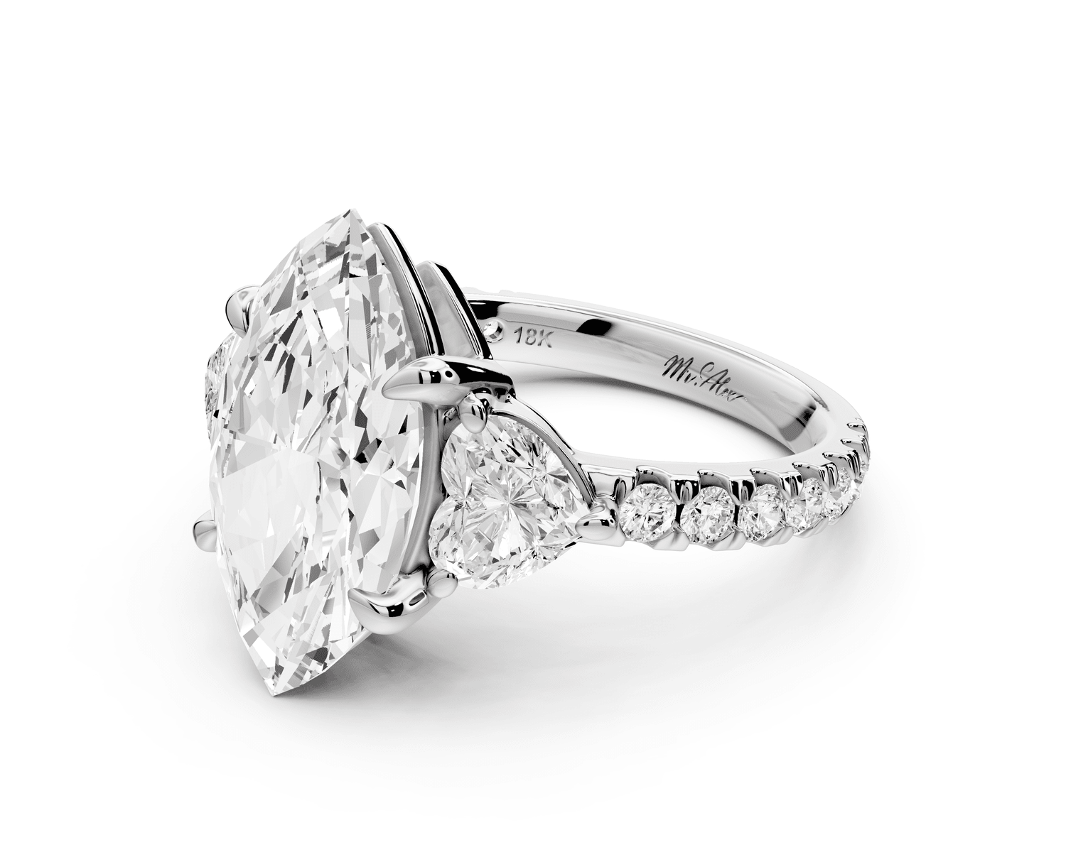 Lily - 4ct Engagement Ring 18k white gold - Mr. Alex Jewelry