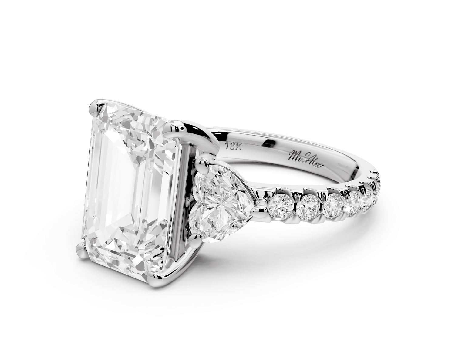 Lily - 4ct Engagement Ring 18k white gold - Mr. Alex Jewelry