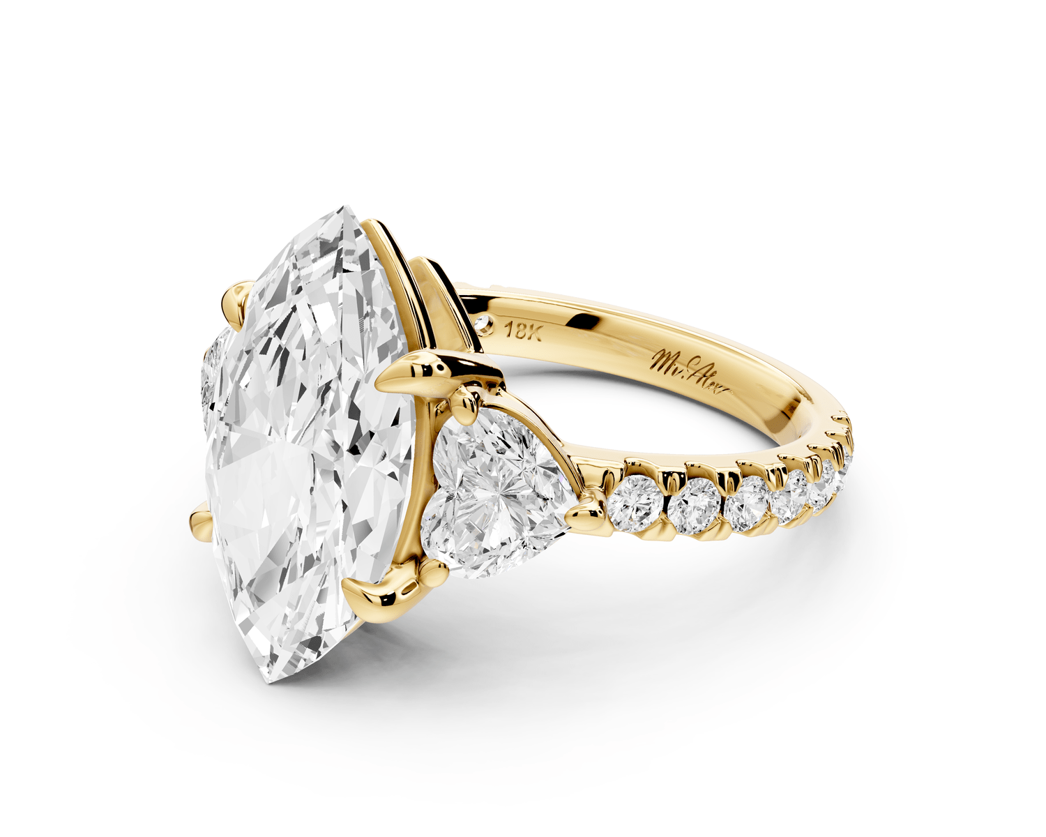 Lily - 4ct Engagement Ring 18k yellow gold - Mr. Alex Jewelry