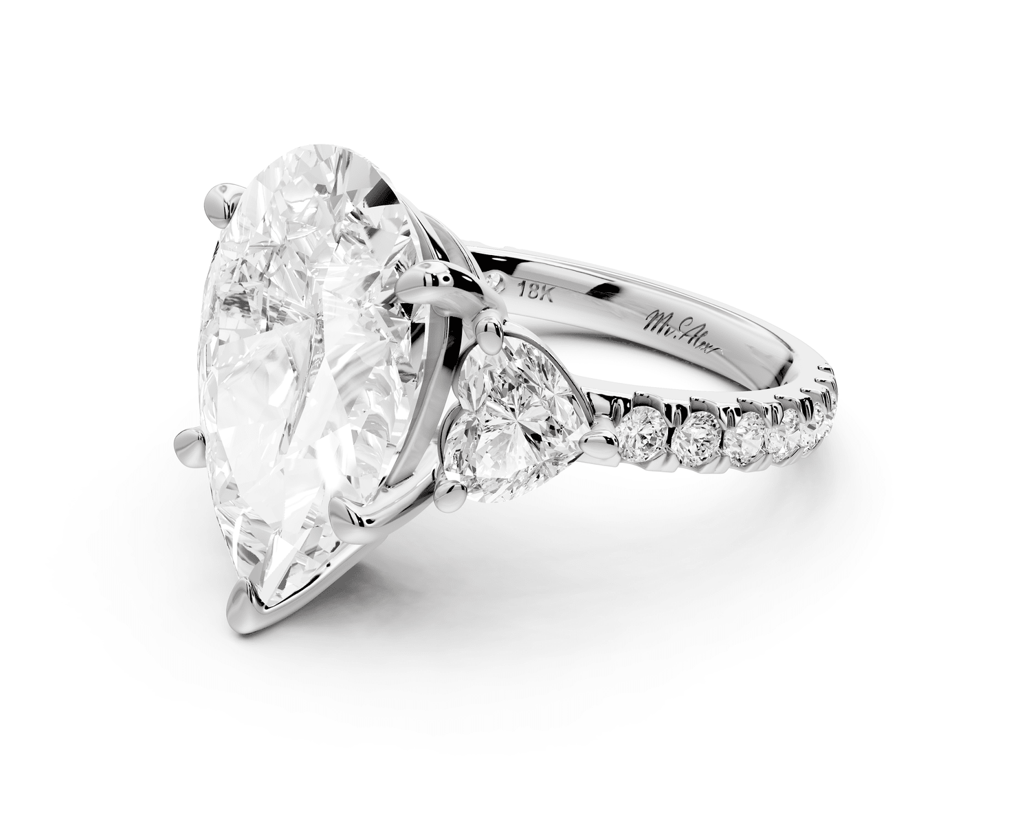 Lily - 5ct Engagement Ring 18k white gold - Mr. Alex Jewelry