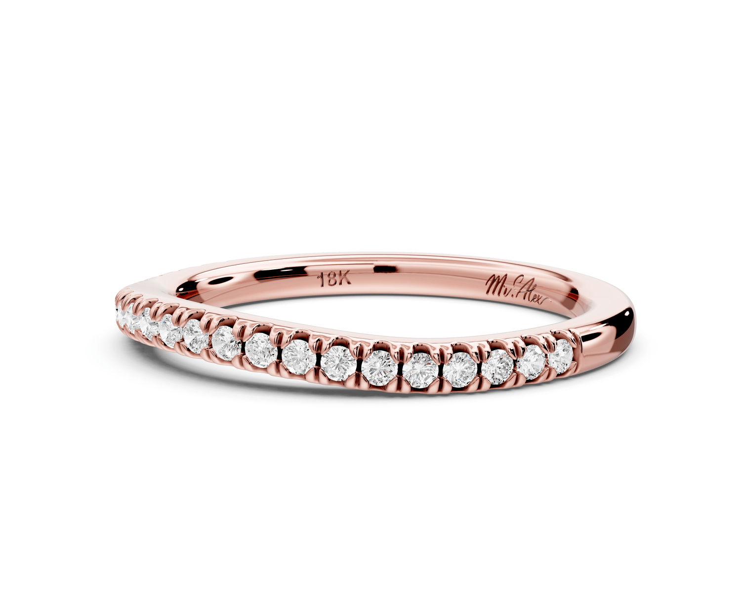 Liora - 14k rose gold Half - Eternity Shared Prong Pave Wedding Band - Mr. Alex Jewelry