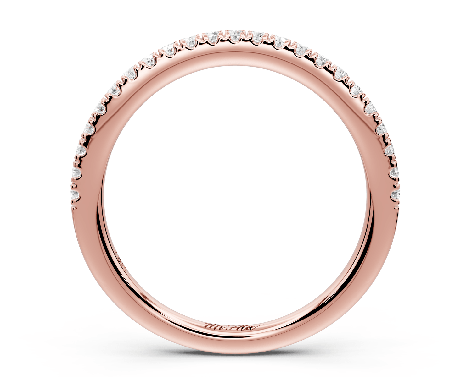Liora - 18k rose gold Half - Eternity Shared Prong Pave Wedding Band - Mr. Alex Jewelry