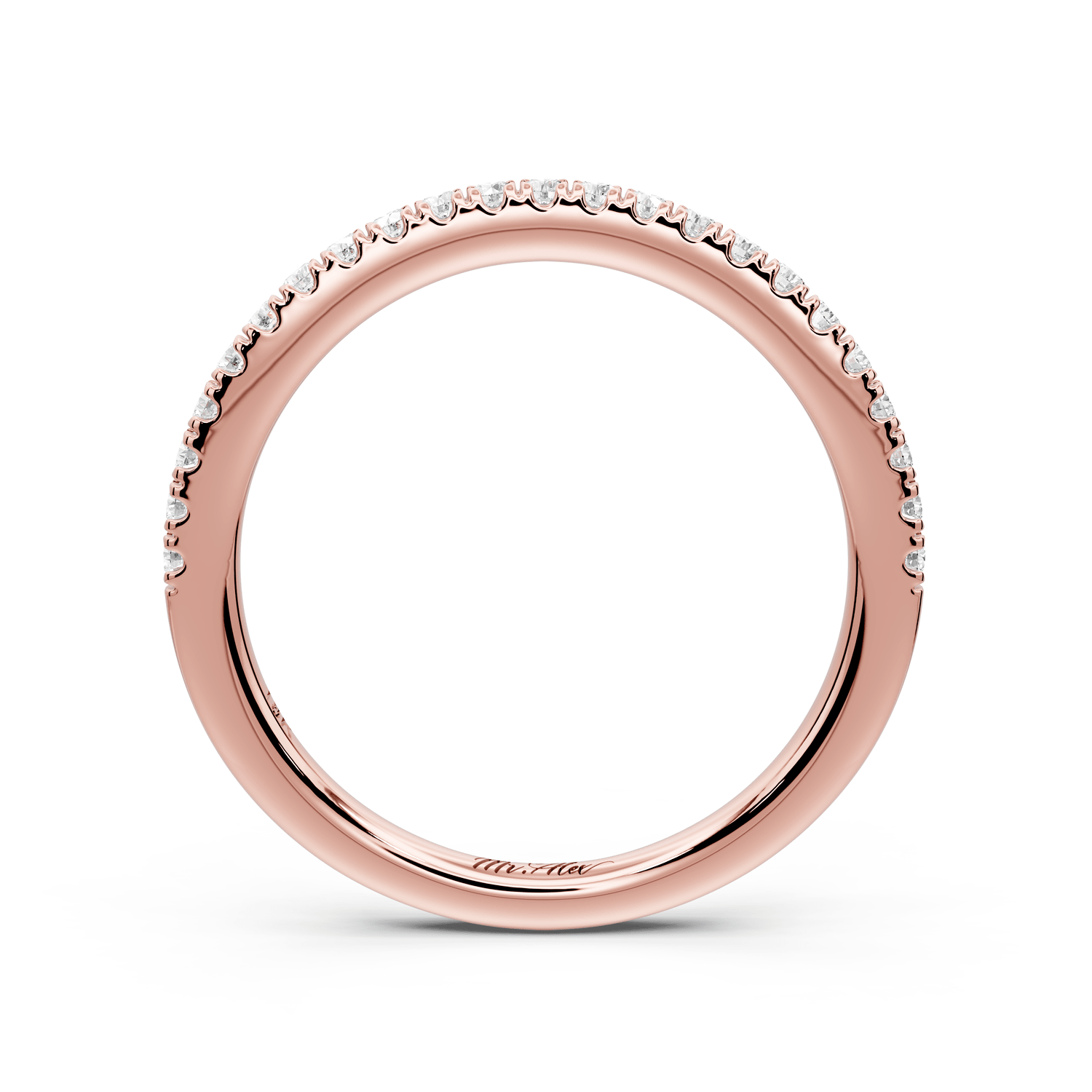 Liora - 18k rose gold Half - Eternity Shared Prong Pave Wedding Band - Mr. Alex Jewelry