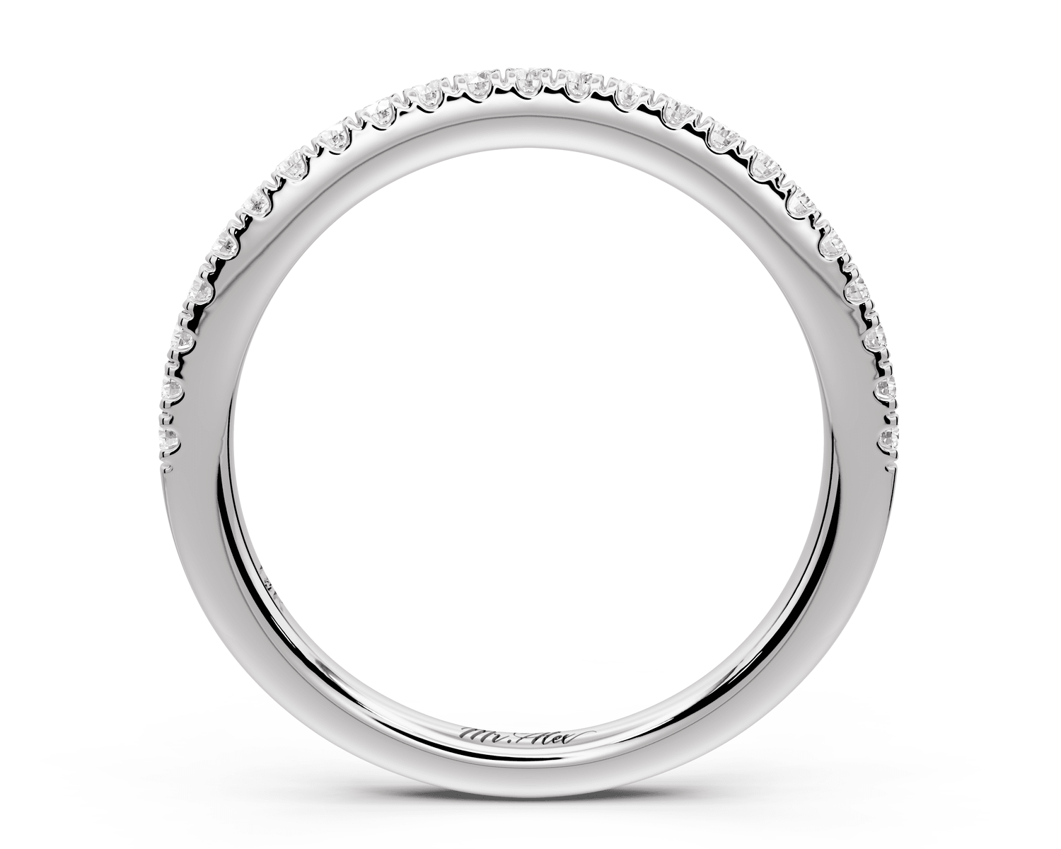 Liora - 18k white gold Half - Eternity Shared Prong Pave Wedding Band - Mr. Alex Jewelry