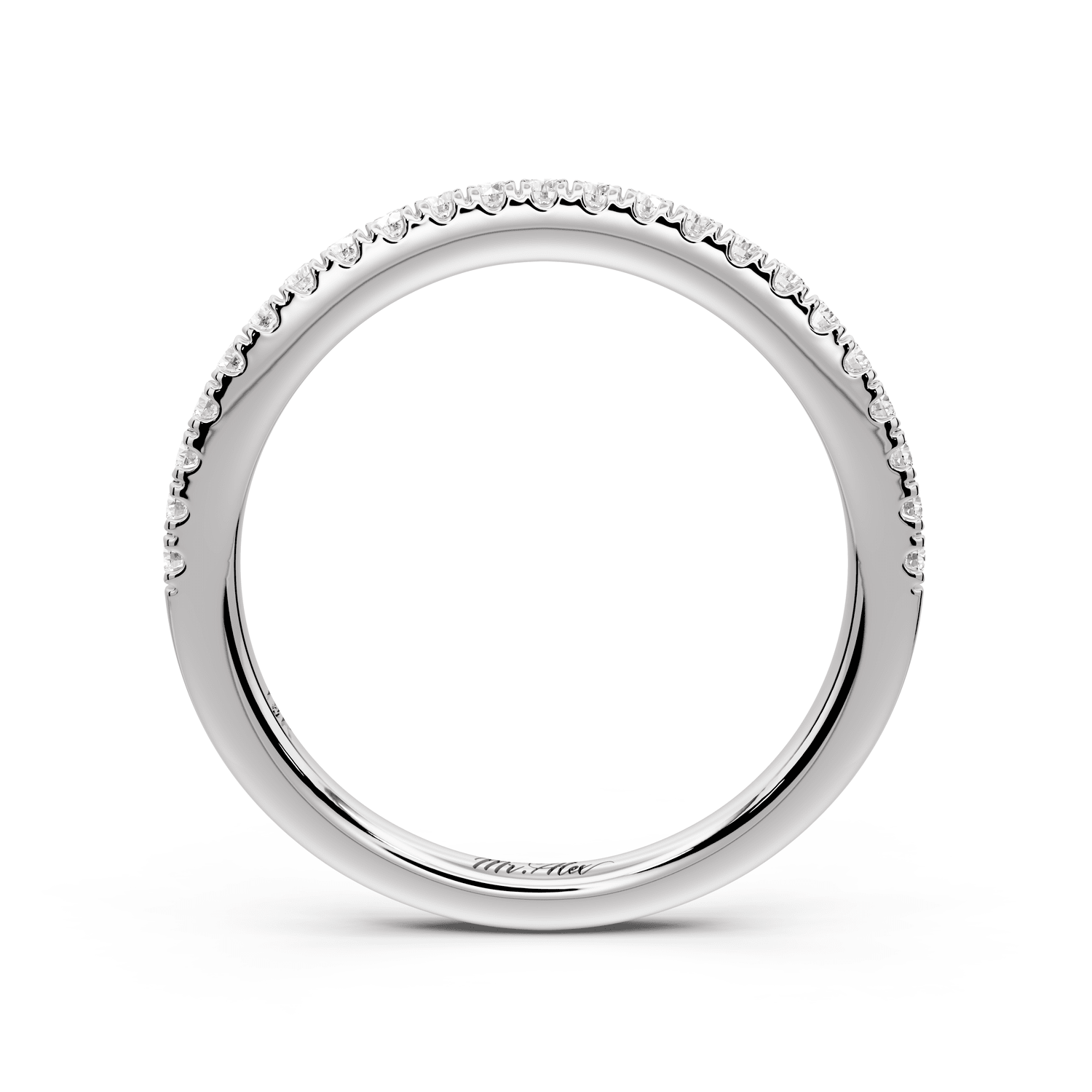 Liora - 18k white gold Half - Eternity Shared Prong Pave Wedding Band - Mr. Alex Jewelry