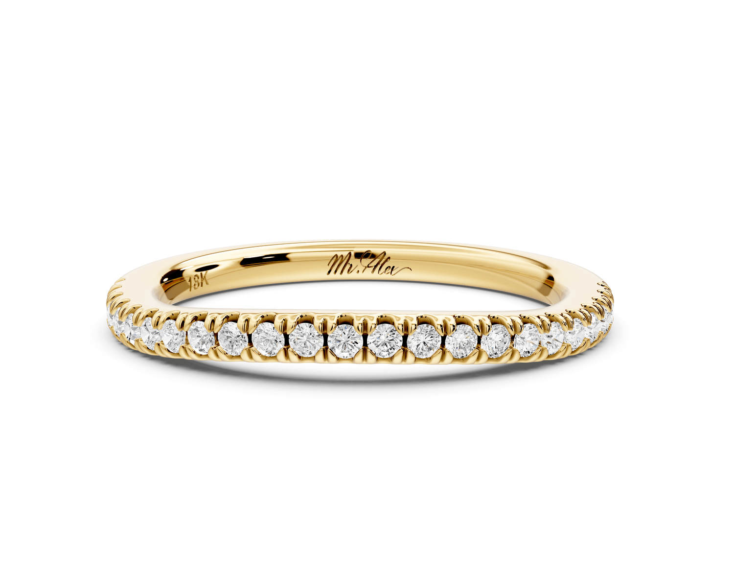 Liora - 18k yellow gold Half - Eternity Shared Prong Pave Wedding Band - Mr. Alex Jewelry