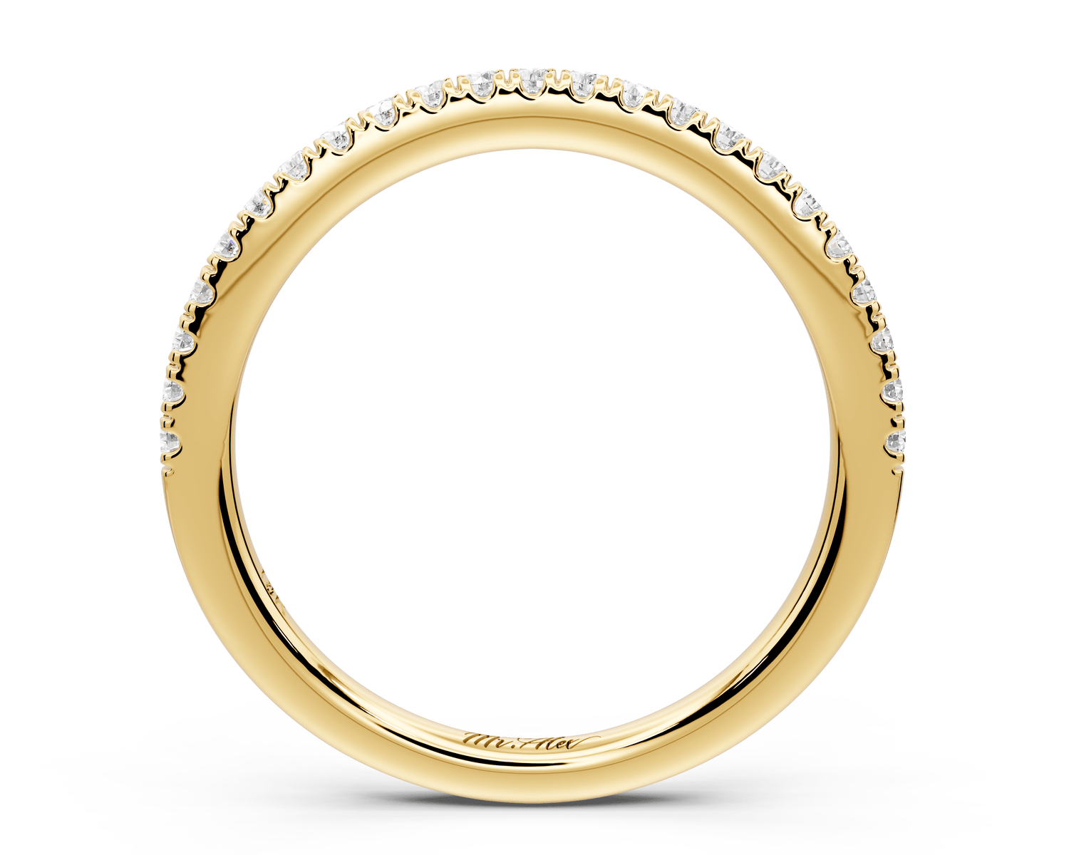 Liora - 18k yellow gold Half - Eternity Shared Prong Pave Wedding Band - Mr. Alex Jewelry