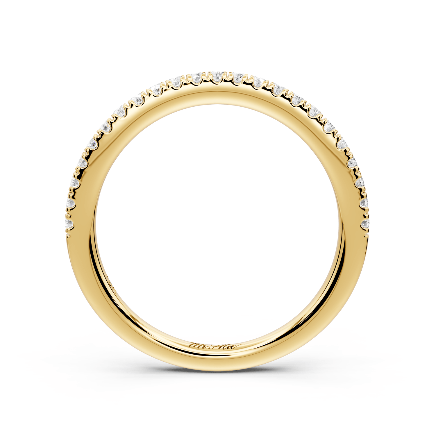 Liora - 18k yellow gold Half - Eternity Shared Prong Pave Wedding Band - Mr. Alex Jewelry