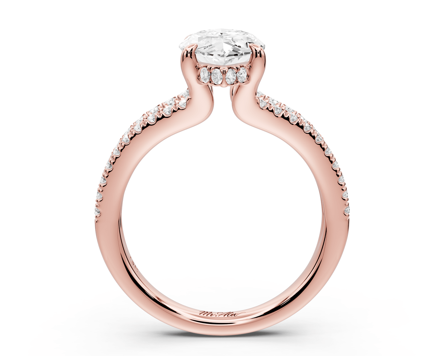 Liora - 2ct 14k rose gold marquise Hidden Halo Micro Pavé Split Shank Engagement Ring - Mr. Alex Jewelry