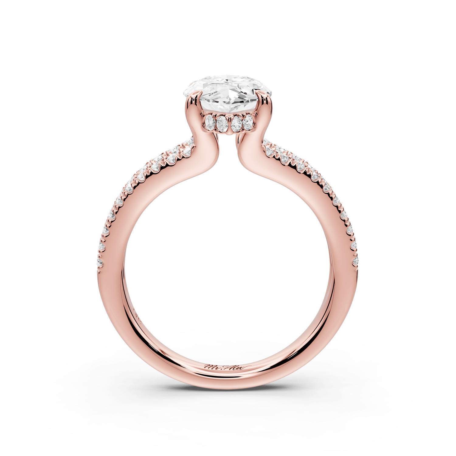 Liora - 2ct 14k rose gold marquise Hidden Halo Micro Pavé Split Shank Engagement Ring - Mr. Alex Jewelry