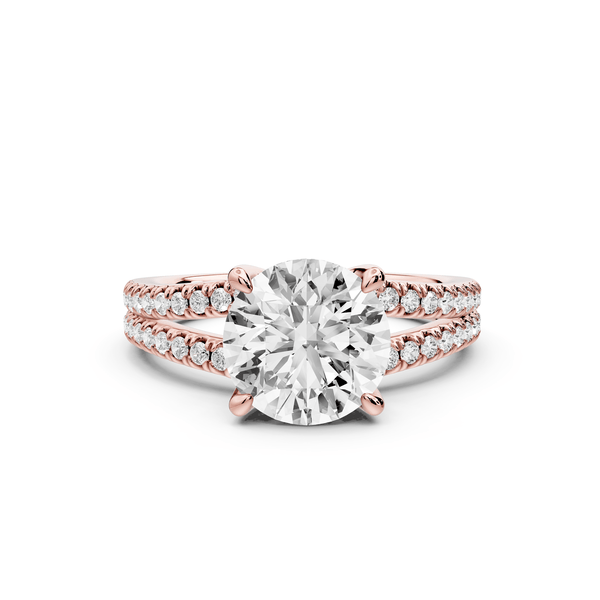 Liora - 2ct 14k rose gold round Hidden Halo Micro Pavé Split Shank Engagement Ring - Mr. Alex Jewelry