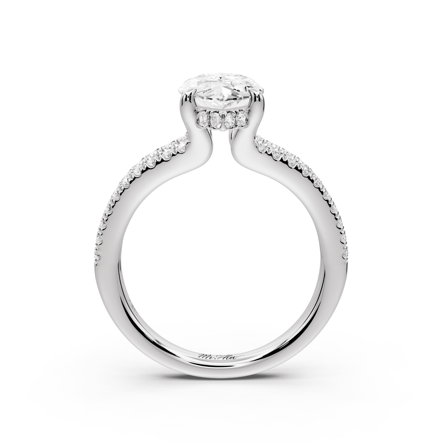 Liora - 2ct 14k white gold marquise Hidden Halo Micro Pavé Split Shank Engagement Ring - Mr. Alex Jewelry