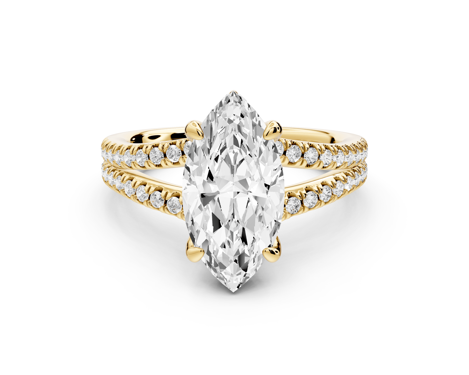 Liora - 2ct 14k yellow gold marquise Hidden Halo Micro Pavé Split Shank Engagement Ring - Mr. Alex Jewelry