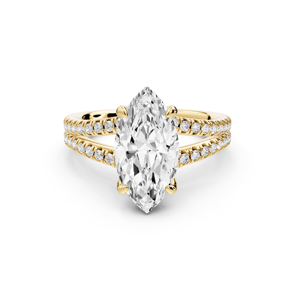 Liora - 2ct 14k yellow gold marquise Hidden Halo Micro Pavé Split Shank Engagement Ring - Mr. Alex Jewelry