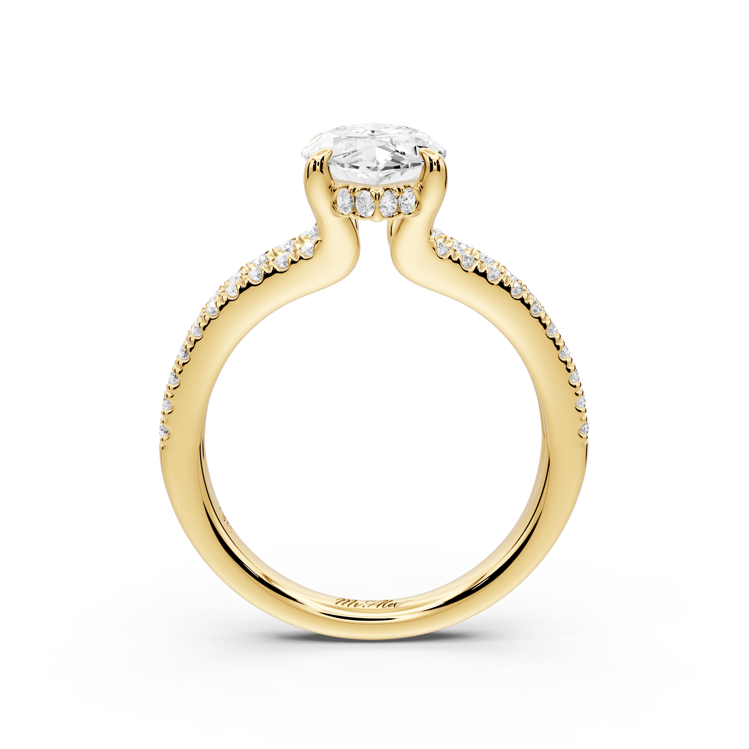 Liora - 2ct 14k yellow gold marquise Hidden Halo Micro Pavé Split Shank Engagement Ring - Mr. Alex Jewelry