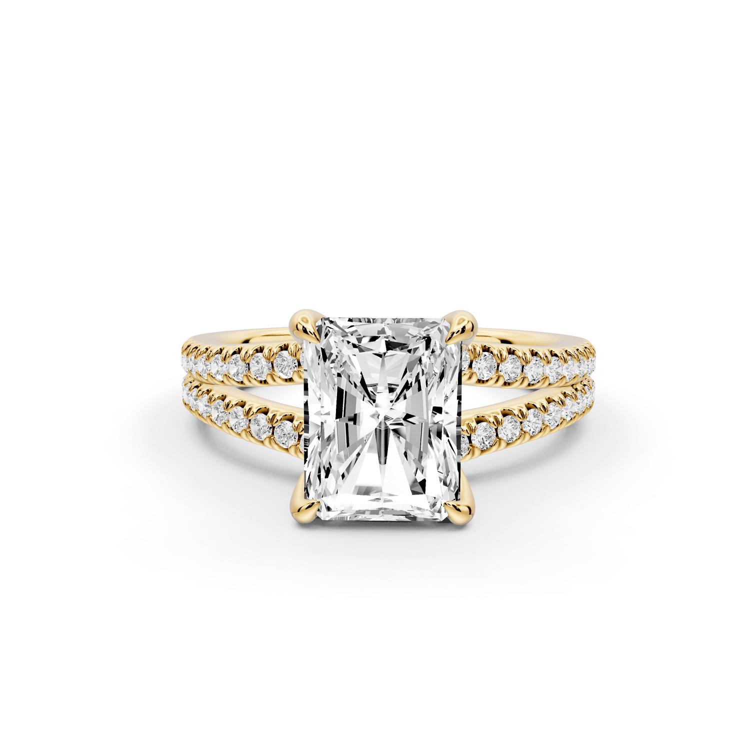 Liora - 2ct 14k yellow gold radiant Hidden Halo Micro Pavé Split Shank Engagement Ring - Mr. Alex Jewelry