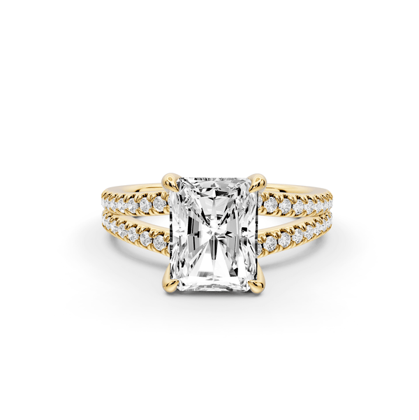 Liora - 2ct 14k yellow gold radiant Hidden Halo Micro Pavé Split Shank Engagement Ring - Mr. Alex Jewelry