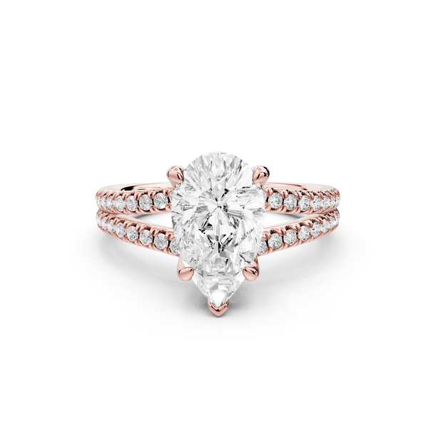 Liora - 2ct 18k rose gold pear Hidden Halo Micro Pavé Split Shank Engagement Ring - Mr. Alex Jewelry