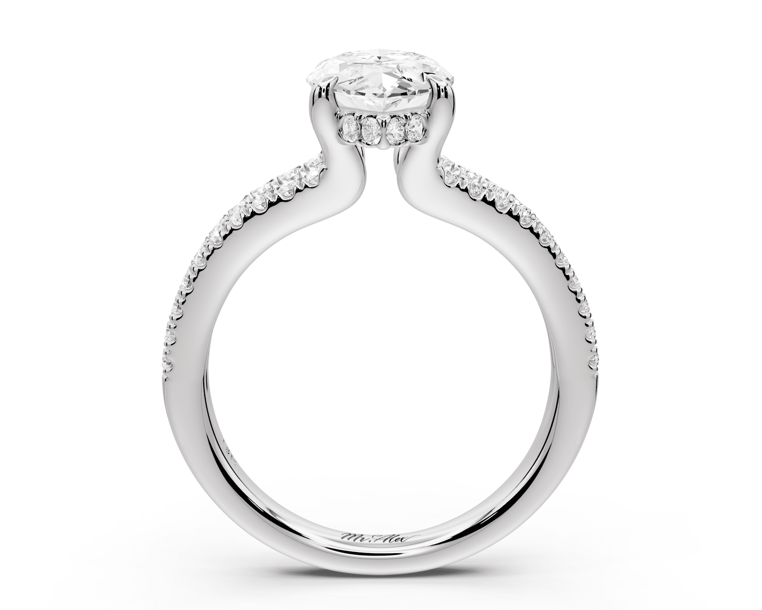 Liora - 2ct 18k white gold marquise Hidden Halo Micro Pavé Split Shank Engagement Ring - Mr. Alex Jewelry