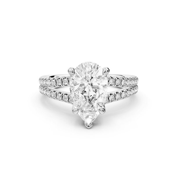 Liora - 2ct 18k white gold pear Hidden Halo Micro Pavé Split Shank Engagement Ring - Mr. Alex Jewelry
