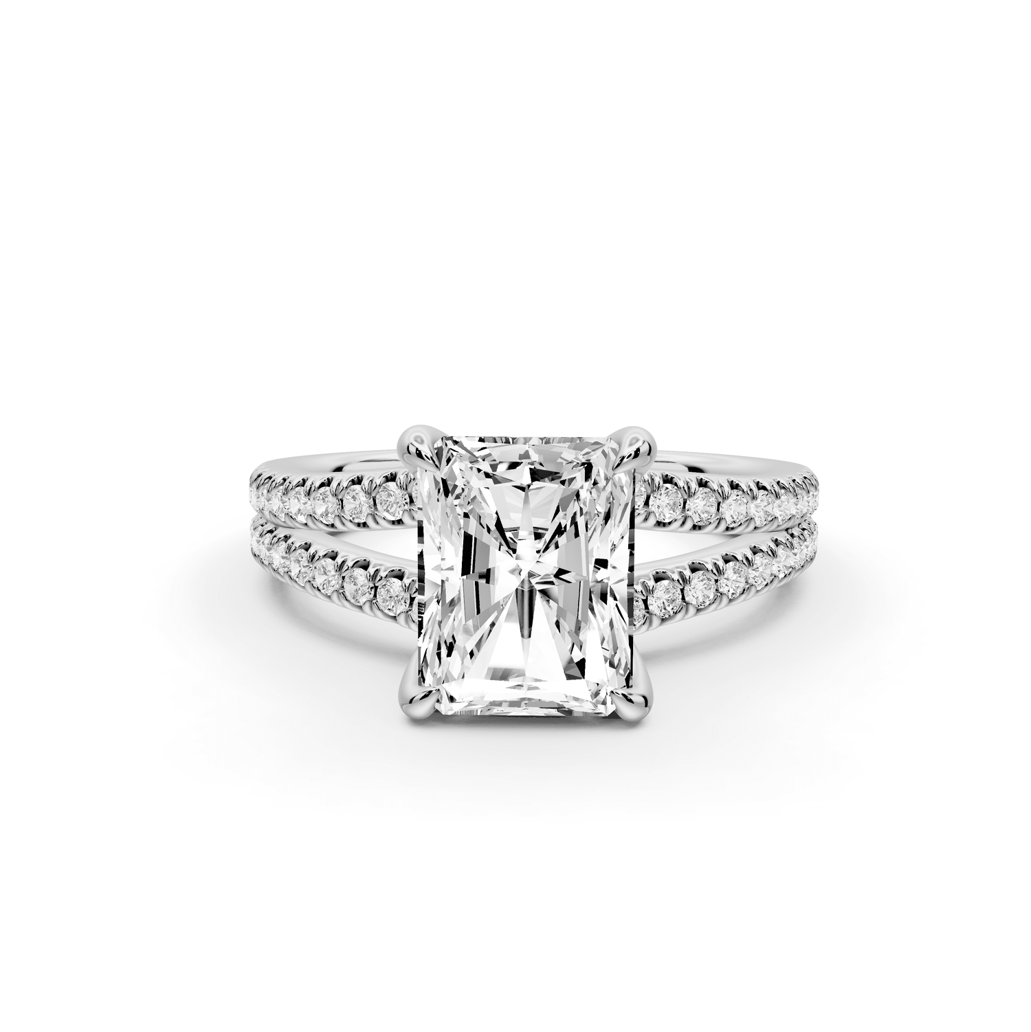 Liora - 2ct 18k white gold radiant Hidden Halo Micro Pavé Split Shank Engagement Ring - Mr. Alex Jewelry