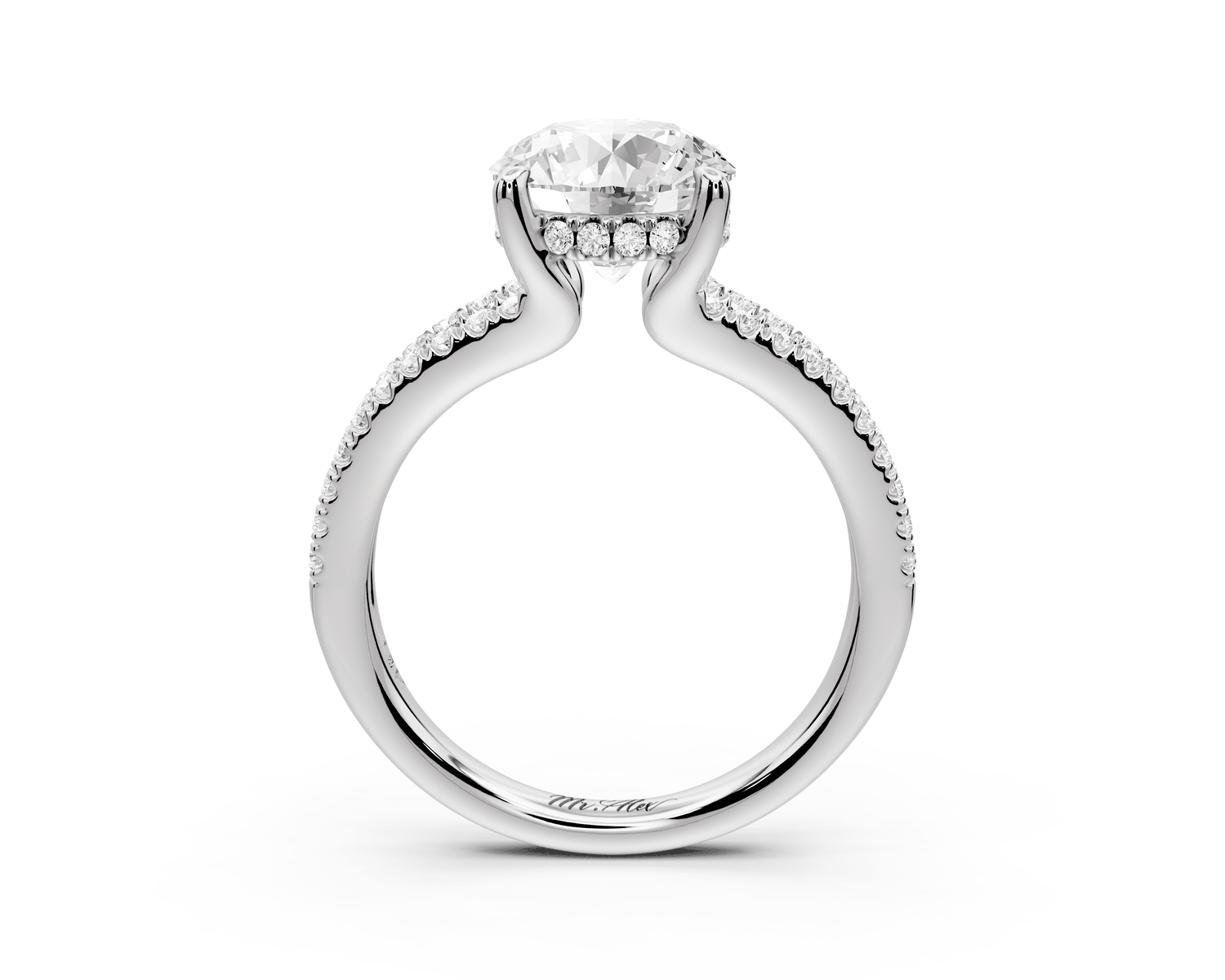 Liora - 2ct 18k white gold round Hidden Halo Micro Pavé Split Shank Engagement Ring - Mr. Alex Jewelry