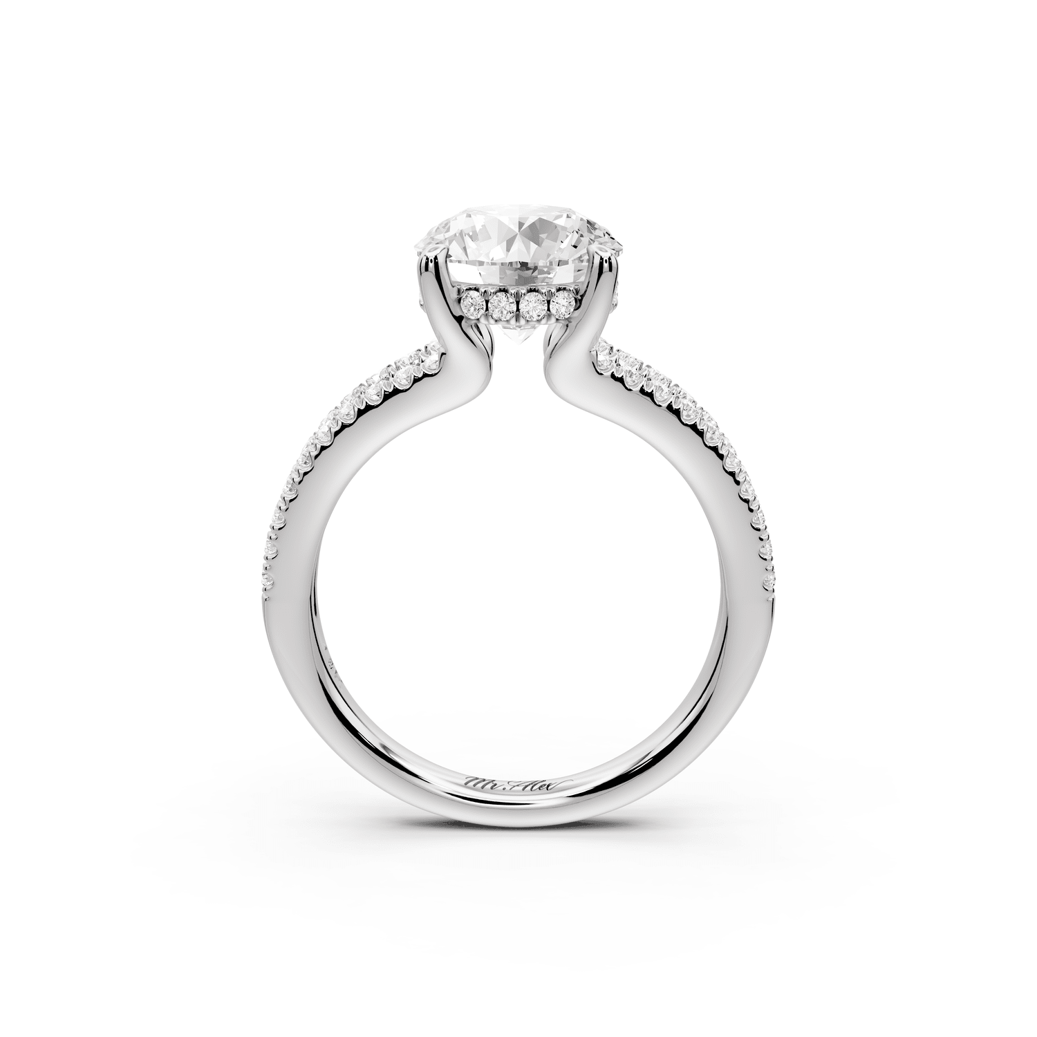 Liora - 2ct 18k white gold round Hidden Halo Micro Pavé Split Shank Engagement Ring - Mr. Alex Jewelry