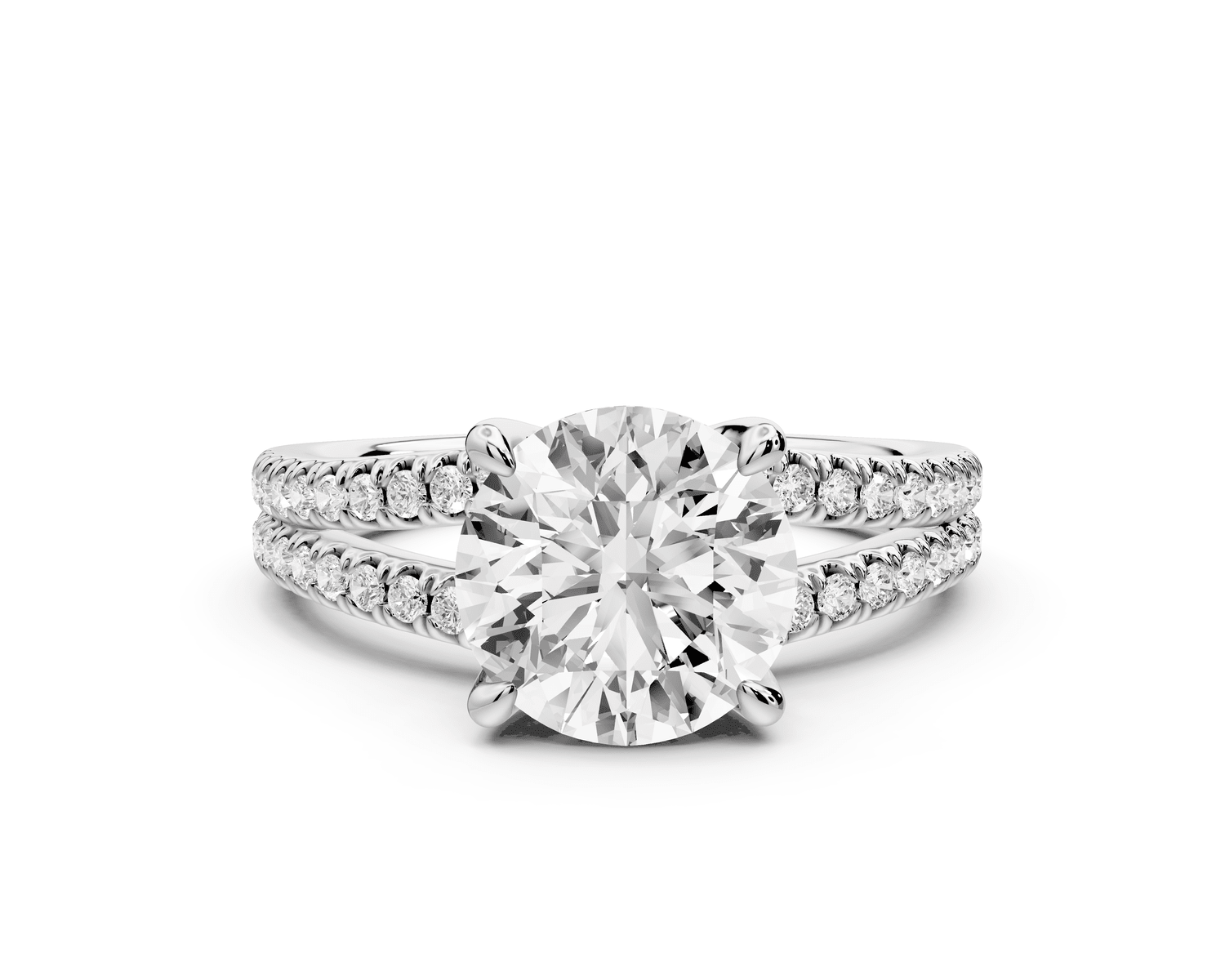 Liora - 2ct 18k white gold round Hidden Halo Micro Pavé Split Shank Engagement Ring - Mr. Alex Jewelry