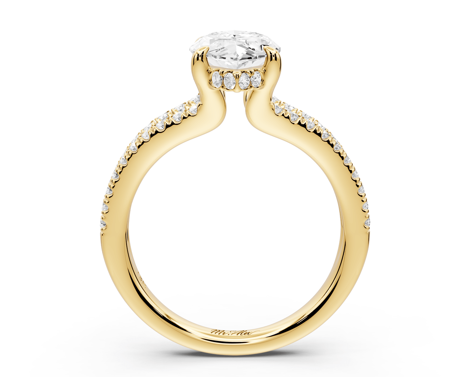 Liora - 2ct 18k yellow gold marquise Hidden Halo Micro Pavé Split Shank Engagement Ring - Mr. Alex Jewelry