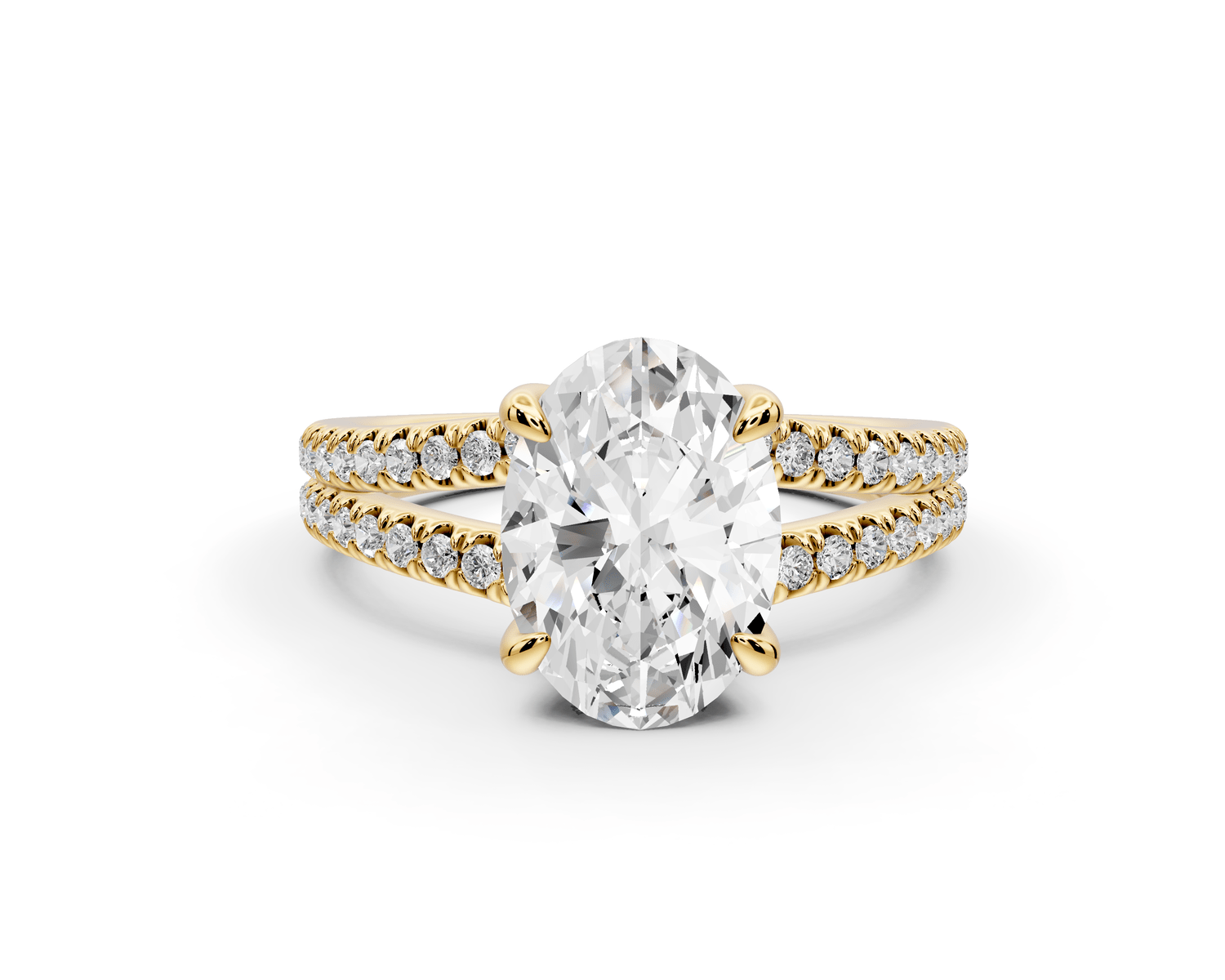 Liora - 2ct 18k yellow gold oval Hidden Halo Micro Pavé Split Shank Engagement Ring - Mr. Alex Jewelry