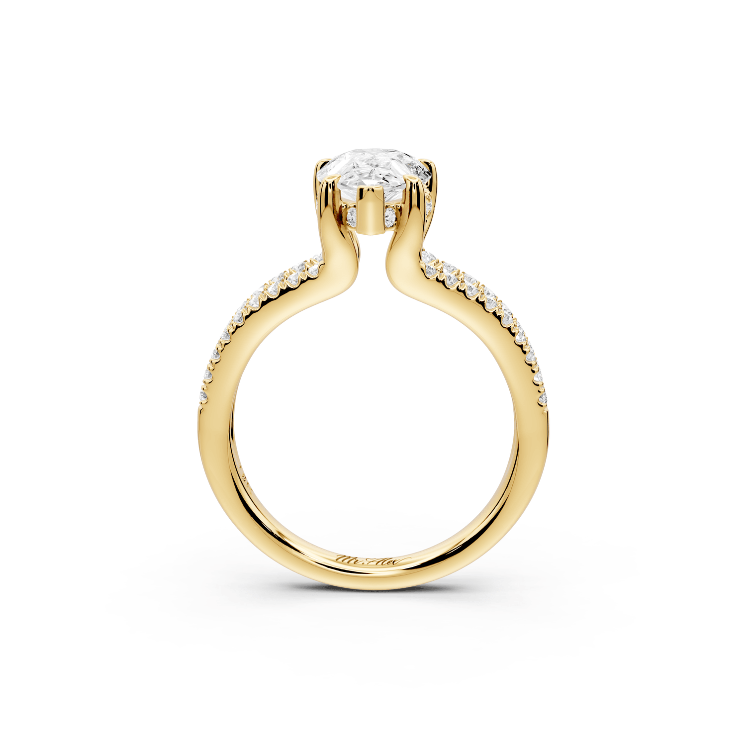 Liora - 2ct 18k yellow gold pear Hidden Halo Micro Pavé Split Shank Engagement Ring - Mr. Alex Jewelry