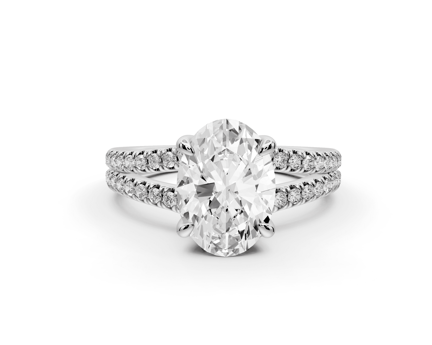 Liora - 2ct platinum oval Hidden Halo Micro Pavé Split Shank Engagement Ring - Mr. Alex Jewelry