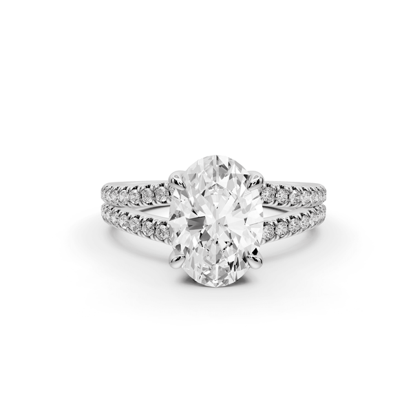 Liora - 2ct platinum oval Hidden Halo Micro Pavé Split Shank Engagement Ring - Mr. Alex Jewelry
