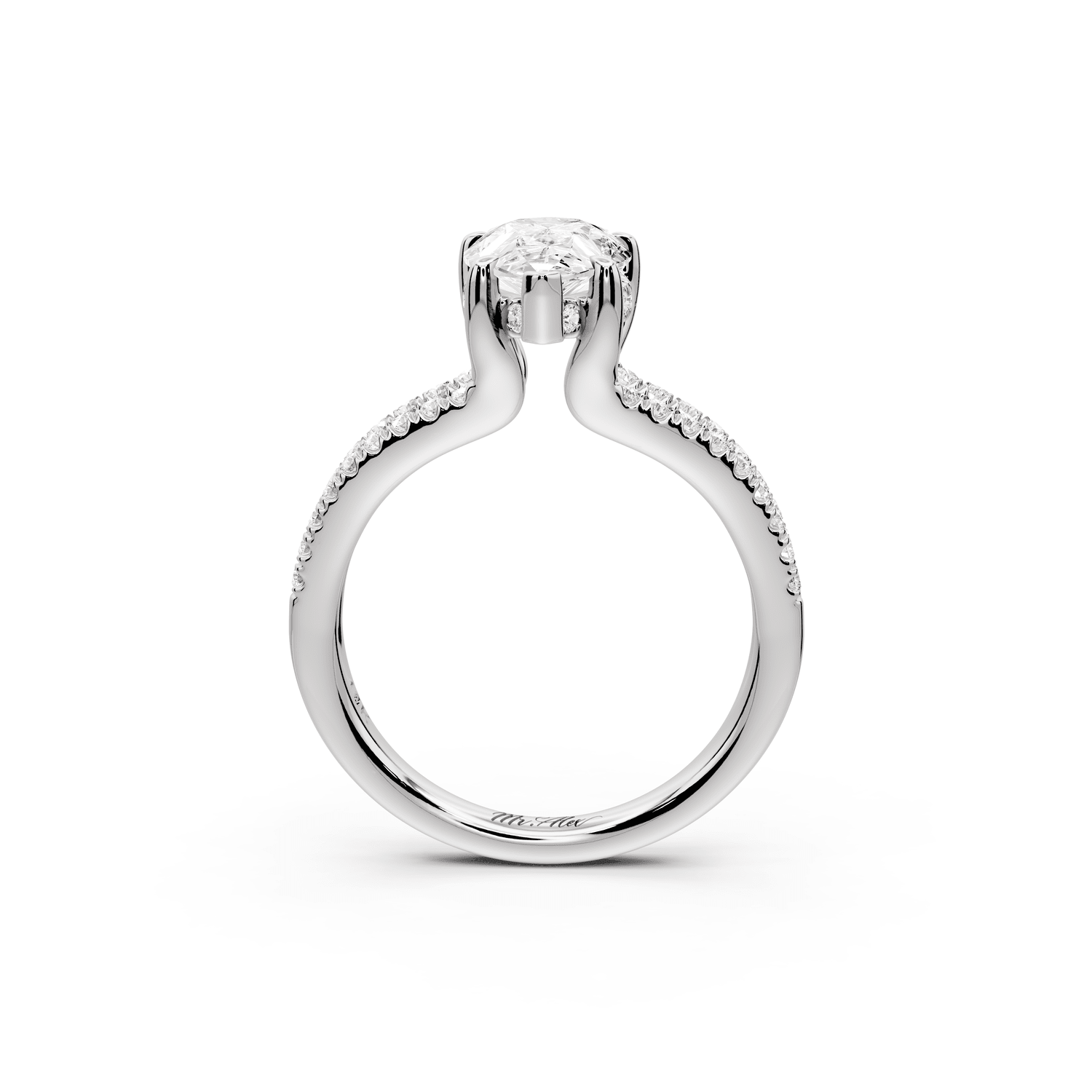 Liora - 2ct platinum pear Hidden Halo Micro Pavé Split Shank Engagement Ring - Mr. Alex Jewelry