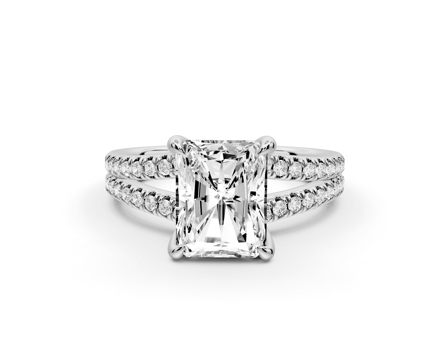 Liora - 2ct platinum radiant Hidden Halo Micro Pavé Split Shank Engagement Ring - Mr. Alex Jewelry